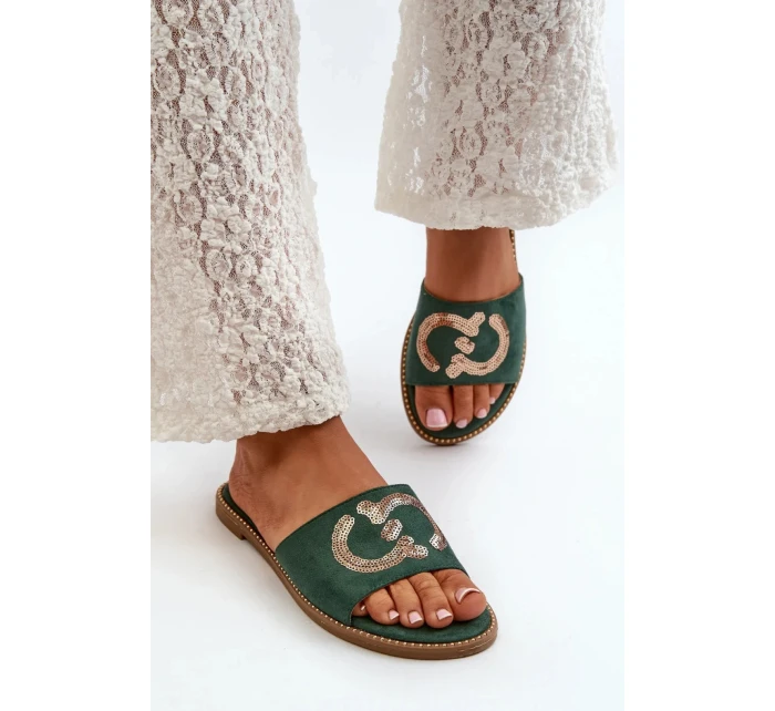 Pantofle KV27-052 tmavě zelené - Step in style