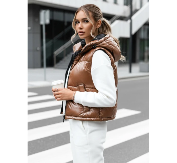 Dámská prošívaná vesta tmavě béžová Dstreet model 21970332 - FashionStreet