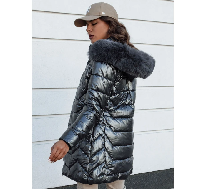 Dámská zimní bunda prošívaná dlouhá s kapucí SHINE šedá FashionStreet TY4564