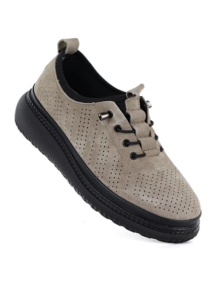 Jezzi 26PB18-135 kožené polobotky na platformě fango s prolamovanou podrážkou