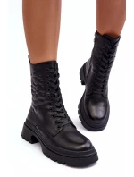 Ocieplané Kožené Workery Botky SBarski MR870-25 Černé