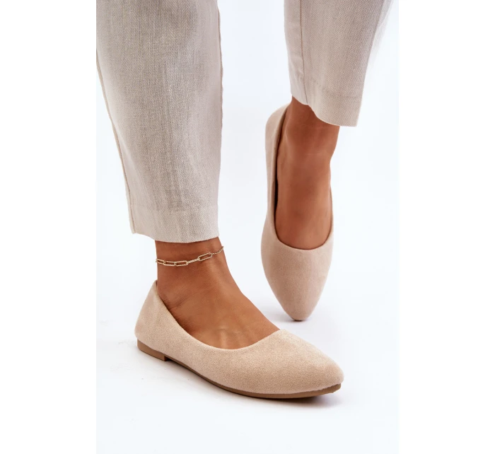 Bežové dámské semišové baleríny model 21651605 - EVENTO