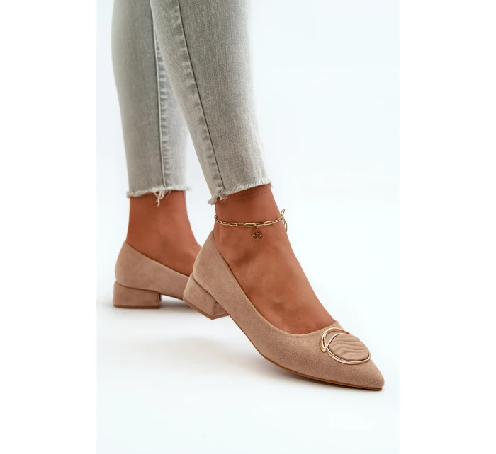 Boty na nízkém podpatku z ekokože S.Barski KV27-037 béžové