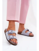 Dámské sandály s přezkami na korkové podrážce modré Sercele Dámské sandály s přezkami na korkové podrážce modré Sercele