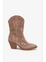Dámské boty cowboy s ozdobou béžové Arlissima
