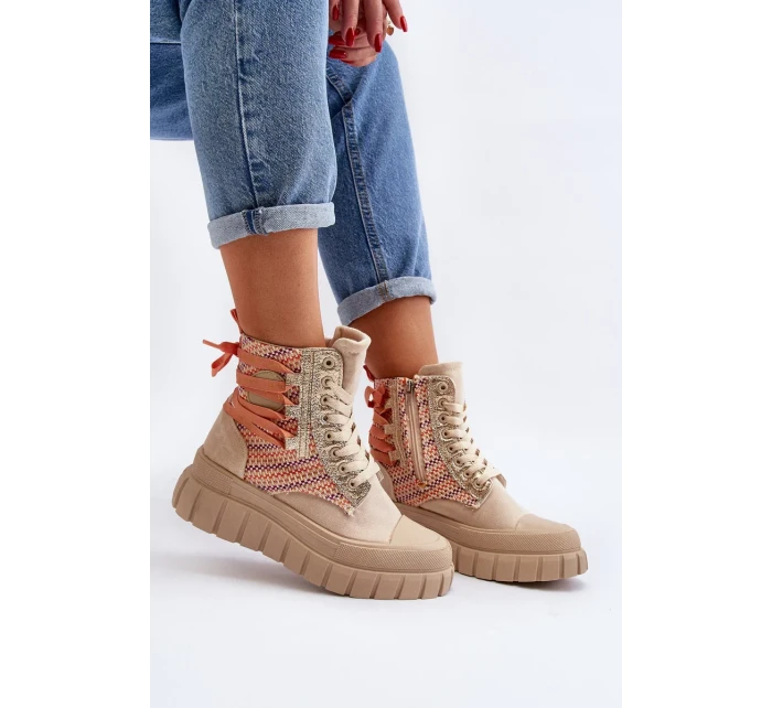 Béžové dámské vysoké tenisky na masivní platformě Kernia Béžové dámské vysoké tenisky na masivní platformě Kernia