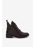 Dámské nízké zateplené kotníkové botky na zip s ozdobou – hnědé Nevalia