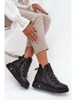 Kožené dámské boty Artiker – černé, zateplené, na platformě Kožené dámské boty Artiker – černé, zateplené, na platformě