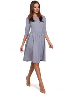 Dámské přiléhavé šaty s nabíraným pasem K010 šedé - Moe