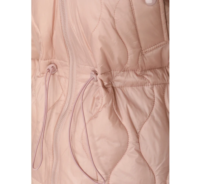 Dámská prošívaná bunda s kapucí ve světle růžové barvě FashionStreet TY5532