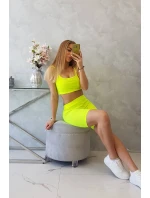 Souprava s kalhotami s vysokým pasem žluté neonové barvy
