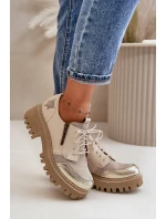 Dámské Polobotky Z Přírodní Kůže Béžové model 21670496 - Maciejka