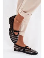 Dámské baleríny s krajkovým vzorem s kamínky a páskem Černé model 21951572 - Boto Dámské baleríny s krajkovým vzorem s kamínky a páskem Černé model 21951572 - Boto