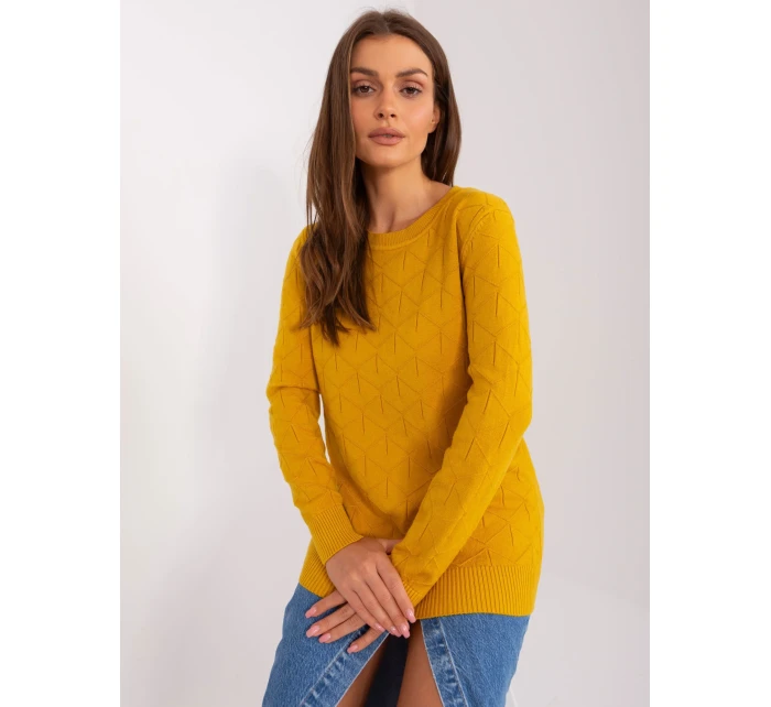 Sweter AT SW model 18884818 ciemny żółty - FPrice Sweter AT SW model 18884818 ciemny żółty - FPrice