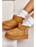 Nízké dámské sněhule na platformě zateplené kožíškem Camel Saldren Nízké dámské sněhule na platformě zateplené kožíškem Camel Saldren