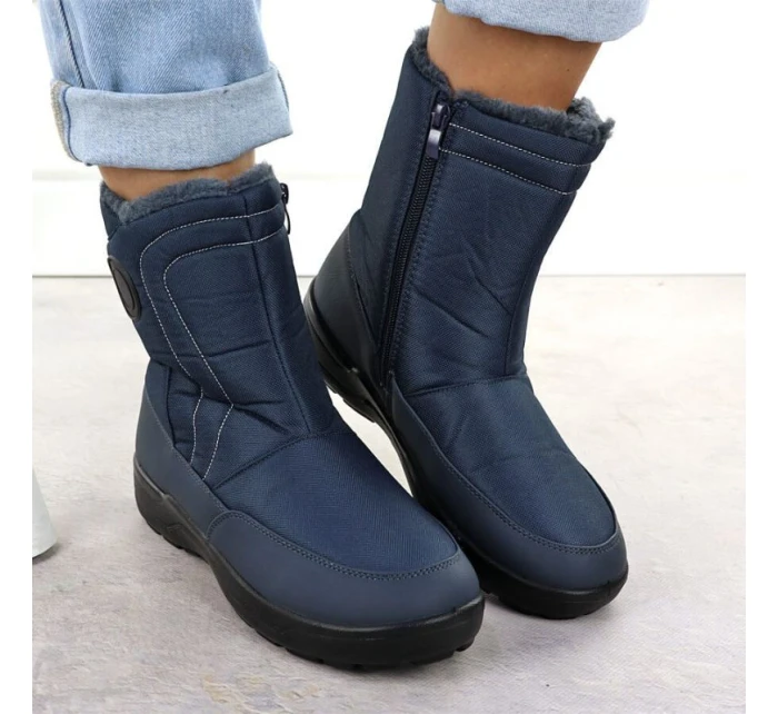 Dámské ploché zateplené sněhule tmavě modré Potocki SU33310 Dámské ploché zateplené sněhule tmavě modré Potocki SU33310