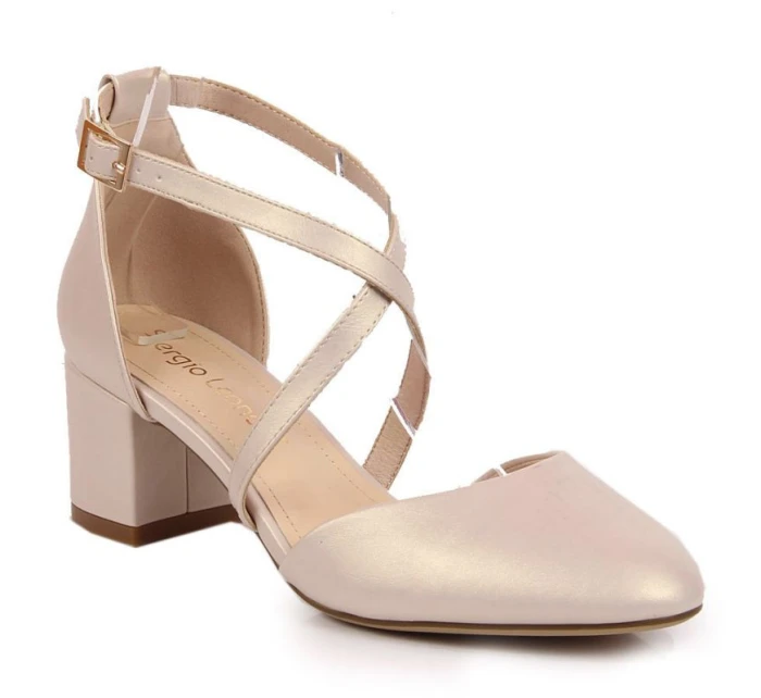 Sergio Leone W SK365B perleťové béžové sandály s pásky