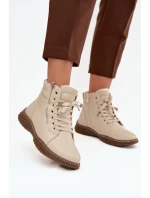 Dámské kotníkové boty s teplým kožíškem z eko kůže béžové Ulverina Dámské kotníkové boty s teplým kožíškem z eko kůže béžové Ulverina