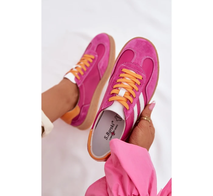 Kožené Dámské Tenisky model 22013924 Fuchsiová - S.Barski Kožené Dámské Tenisky model 22013924 Fuchsiová - S.Barski