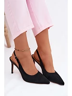 Dámské sandály na podpatku z přírodního semiše černé Kandy