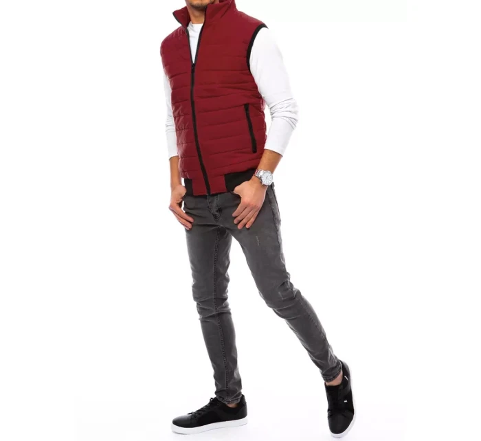 Pánská prošívaná vínová vesta FashionStreet TX4016
