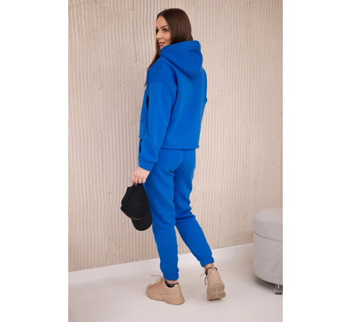 Hřejivá souprava s mikinou se zavazováním vpředu chrpově modrá