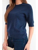Dámský svetr z baby alpaky s krátkým rukávem a kulatým výstřihem model 22294764 - K-Fashion