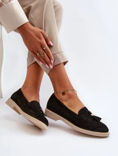 Černé Dámské Semišové Mokasíny Na Ploché Podrážce model 21652477 - Zazoo