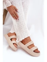 Pěnové Lehká Dámská Klapky Na Platformě S.Barski ZK51-001 Béžové