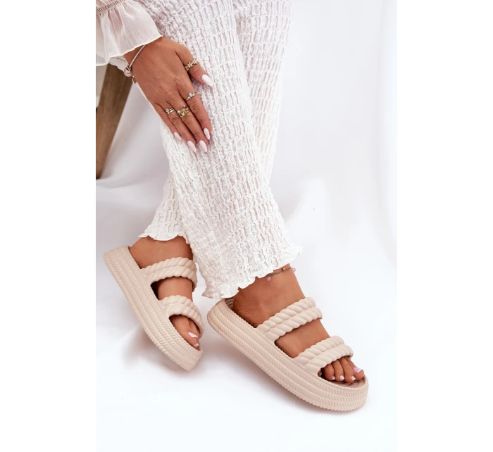 Pěnové Lehká Dámská Klapky Na Platformě S.Barski ZK51-001 Béžové