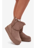 Dámské Sněhule Na Platformě S Kožíškem Tmavě Béžové model 21706852 - Boto Dámské Sněhule Na Platformě S Kožíškem Tmavě Béžové model 21706852 - Boto