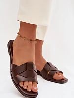 Dámské ploché pantofle s pásky Čokoládové Marissae