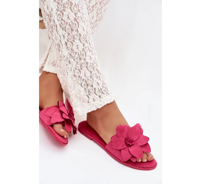 Dámské ploché nazouváky s ozdobnými květinami Fuksie Elzoria Dámské ploché nazouváky s ozdobnými květinami Fuksie Elzoria