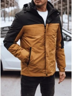 Pánská zimní bunda s kapucí v barvě camel Dstreet TX4898