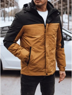 Pánská zimní bunda s kapucí v barvě camel Dstreet TX4898