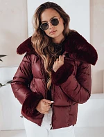 Dámská prošívaná krátká bunda s vínovou kožešinou FashionStreet TY5071
