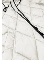 Dlouhá dámská zimní bunda v barvě ecru s kapucí model 21248624 - Libland