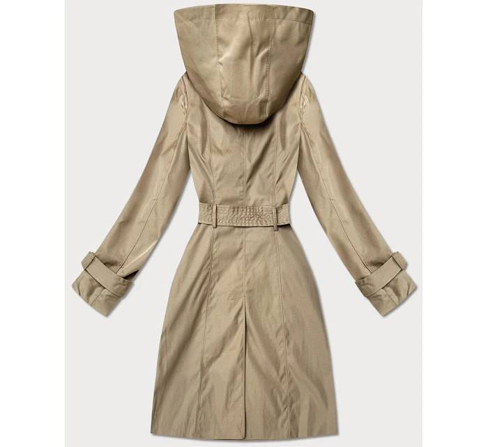 Elegantní dámský kabát s kapucí Goodlookin beige model 22049150 - HONEY WINTER