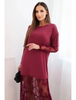 Dámské šaty s model 21755784 spodním dílem a rukávy bordová - K-Fashion