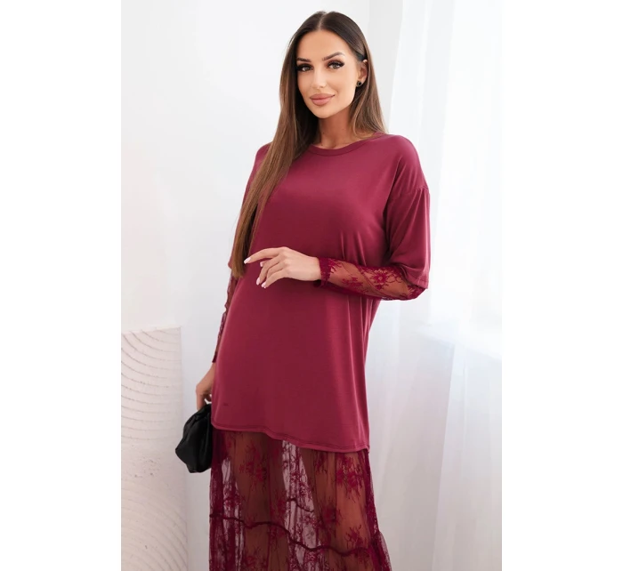 Dámské šaty s model 21755784 spodním dílem a rukávy bordová - K-Fashion