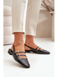 Lakované Baletky S Pásky Na Nízkém Podpatku Černé model 21670503 - Boto