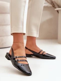 Lakované Baletky S Pásky Na Nízkém Podpatku Černé model 21670503 - Boto