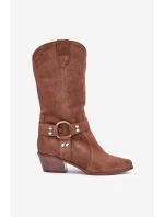 Semišové Kozačky Dámské Do  Hnědé model 21680048 - Zazoo