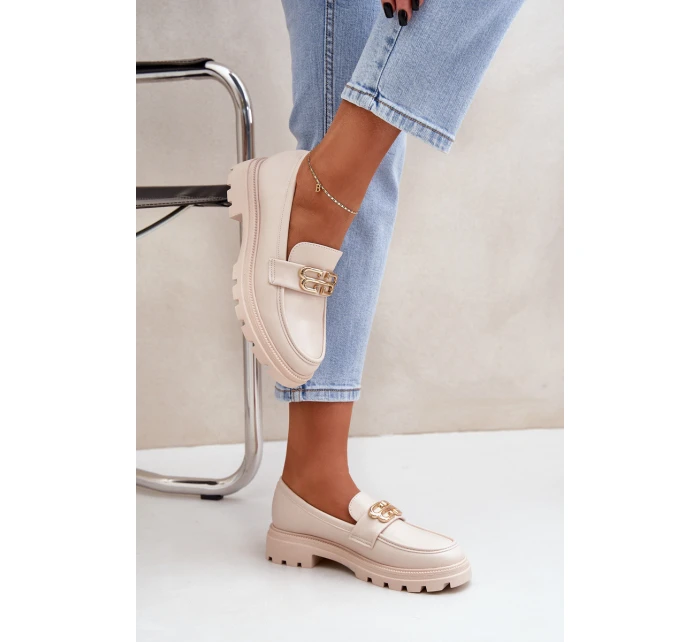 Dámské Mokasíny Se Zlatým Detalem Béžové model 21683267 - Boto