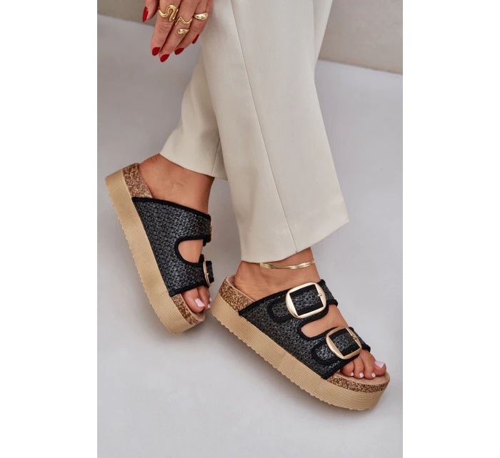 Sandály S Pletením A Sponami Na Masivní Platformě Černé Aralissea Sandály S Pletením A Sponami Na Masivní Platformě Černé Aralissea
