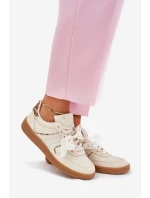 Nízké Dámské Tenisky S Krajkou Leopardí Béžové Zielle