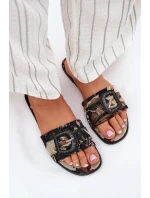 Ploché Dámské Pantofle S Přezkou Černé model 21696492 - Boto Ploché Dámské Pantofle S Přezkou Černé model 21696492 - Boto