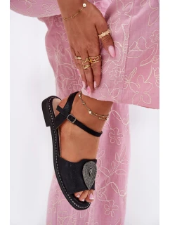 Dámské Sandály Na Plochém Podpatku S Ozdobou model 21696821 Černé - S.Barski