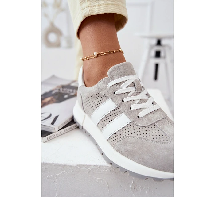 Dámské tenisky z pravé semišové šedé model 22069511 - EVENTO Dámské tenisky z pravé semišové šedé model 22069511 - EVENTO