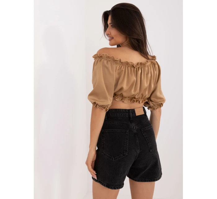 Bluzka LK BZ model 20461029 camelowy - FPrice Bluzka LK BZ model 20461029 camelowy - FPrice